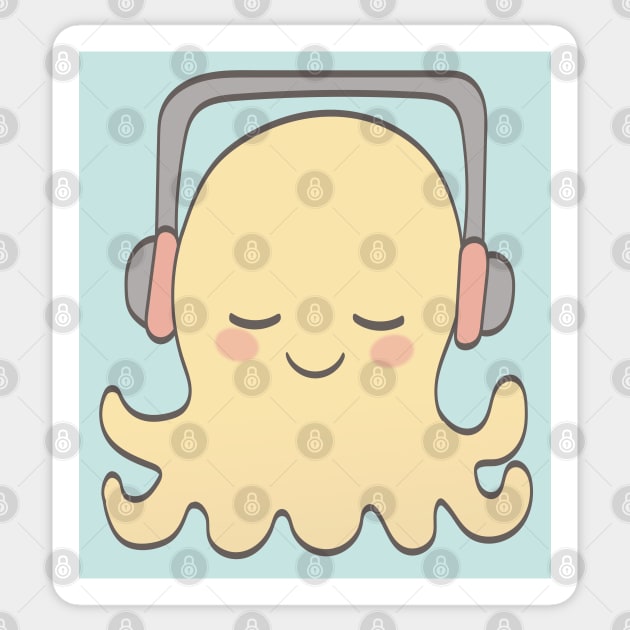 Cute octopus listening to good music Sticker by Lina shibumi